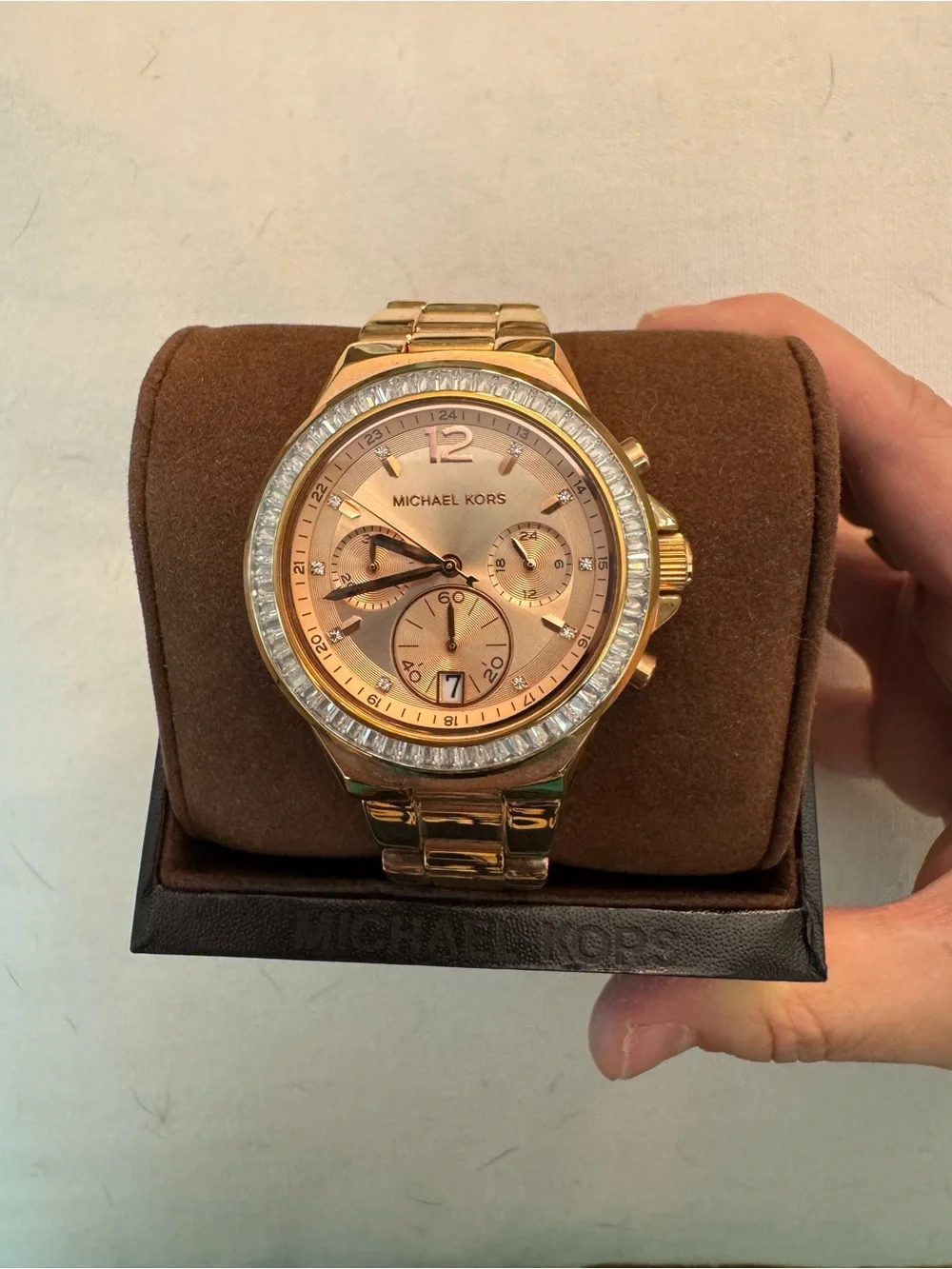Michael Kors Gold-Tone Women’s Chronograph Watch with Rose Gold Dial